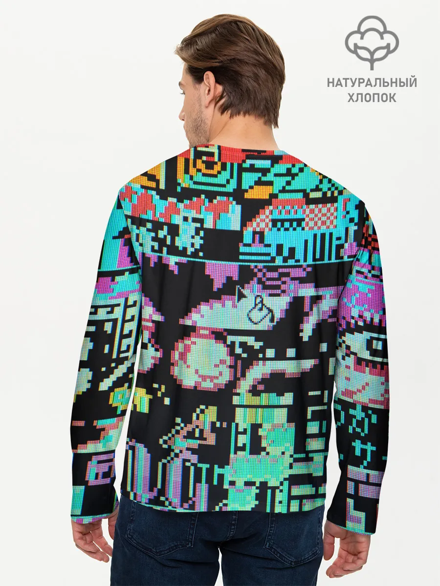 Мужской лонгслив базовый / ГЛИТЧ / GLITCH ЗАСТАВКА