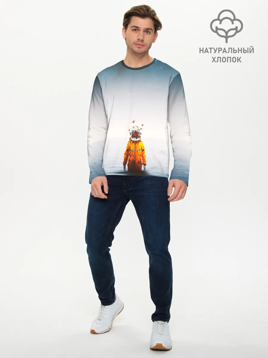 Мужской лонгслив базовый / КОСМОНАВТ В МОРЕ