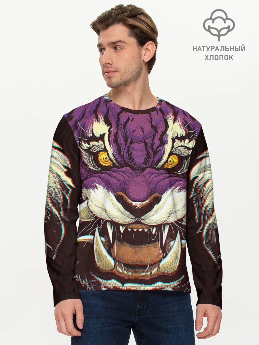 Мужской лонгслив базовый / Маска тигра