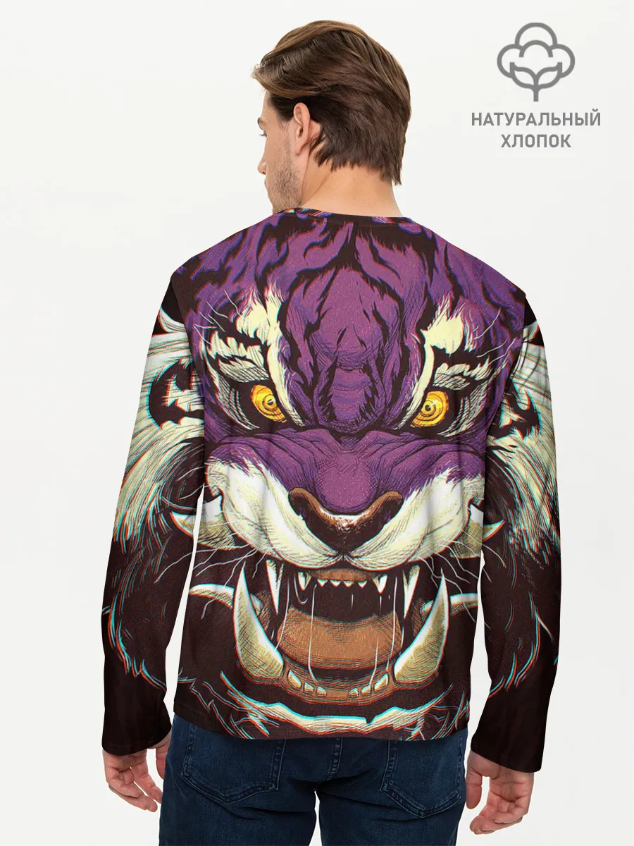 Мужской лонгслив базовый / Маска тигра