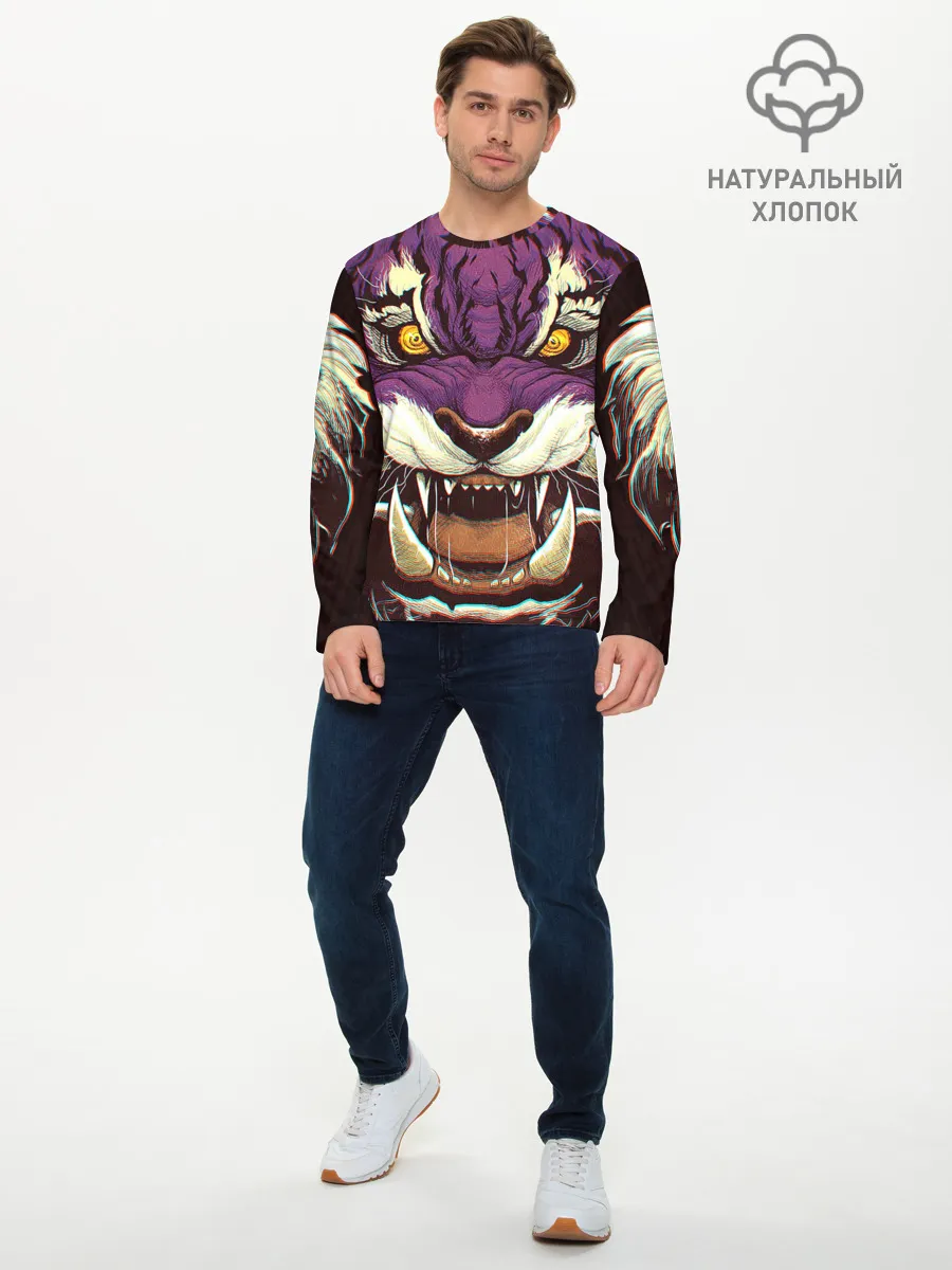 Мужской лонгслив базовый / Маска тигра