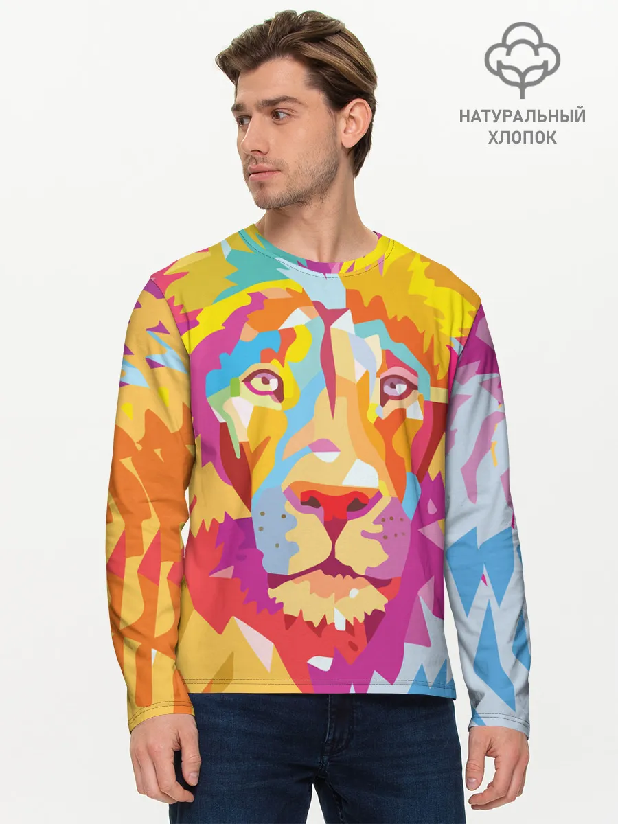 Мужской лонгслив базовый / Акварельный лев