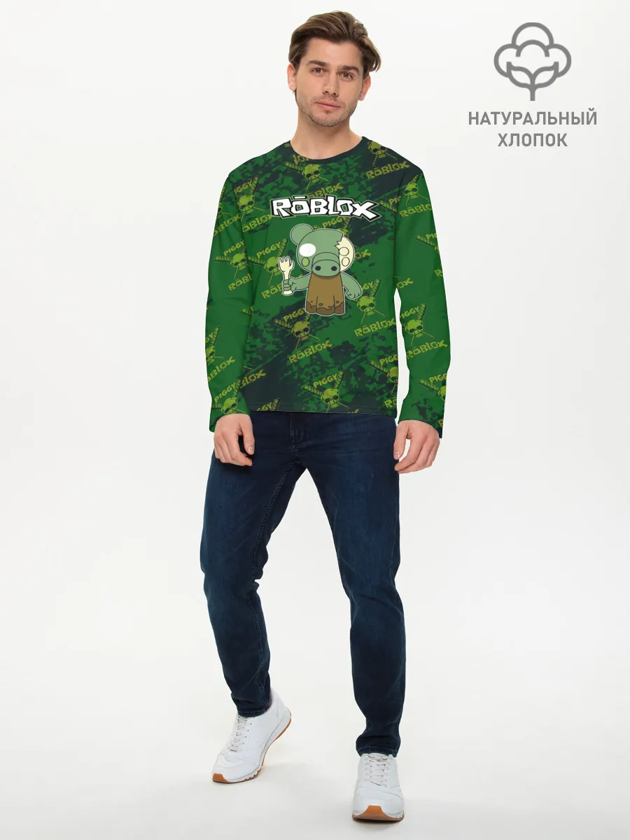 Мужской лонгслив базовый / Свинка Пигги из Roblox