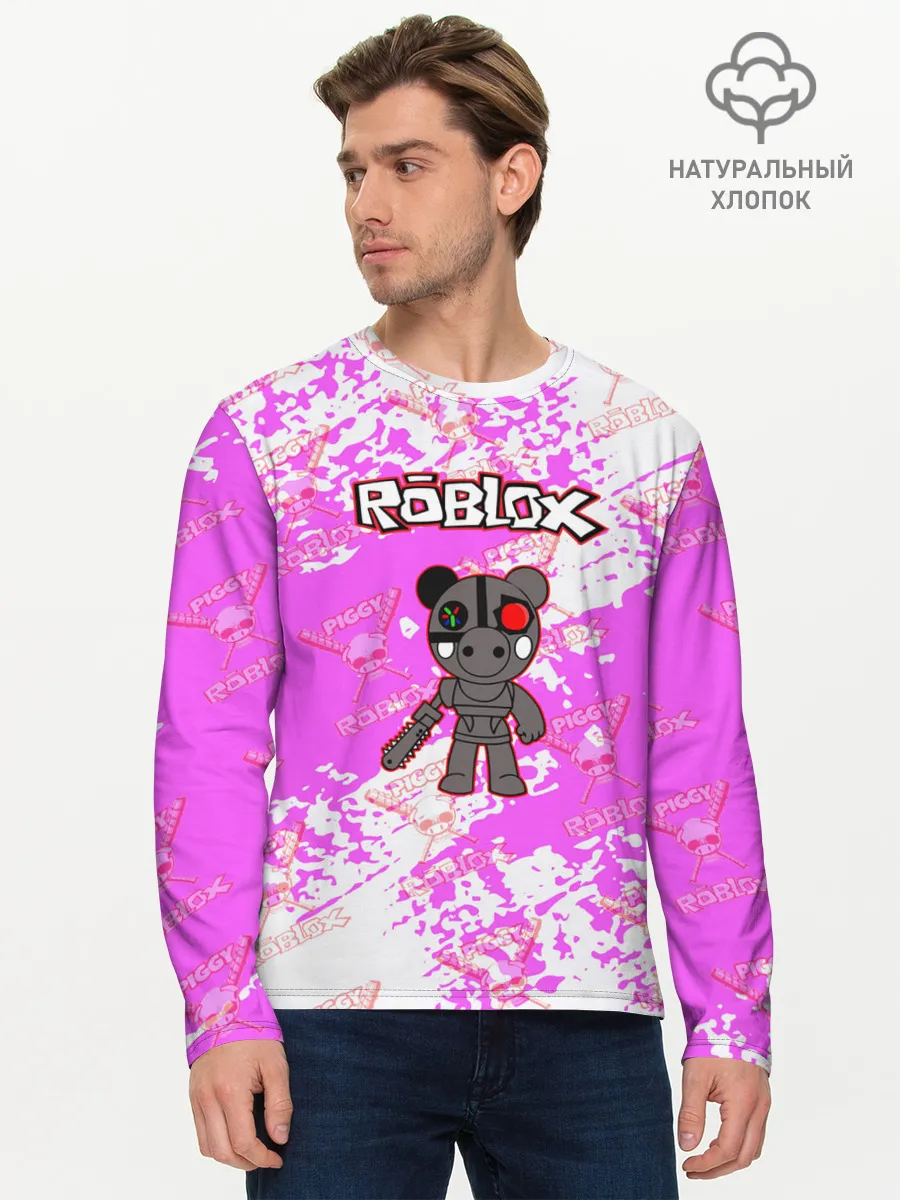 Мужской лонгслив базовый / Свинка Пигги из Roblox