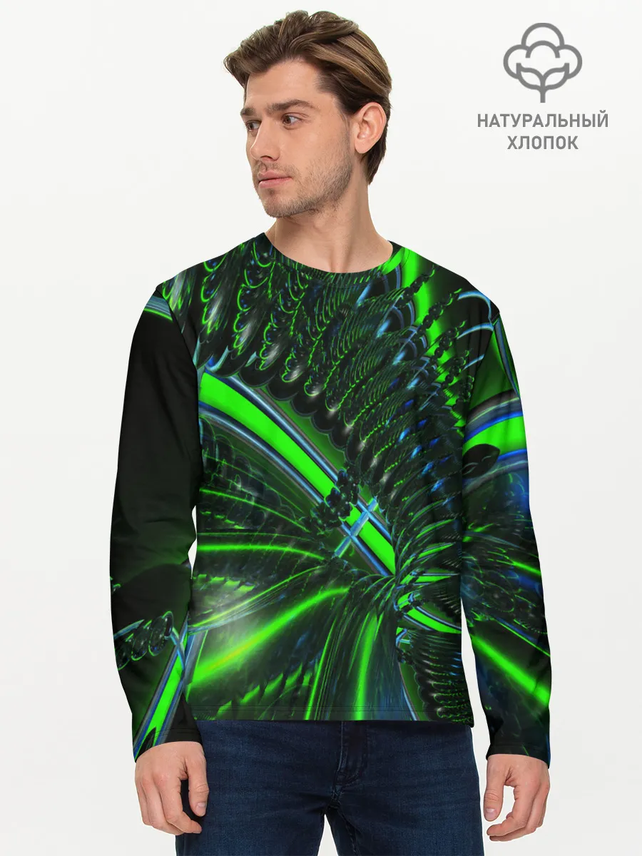 Мужской лонгслив базовый / DIGITAL NEON GREEN