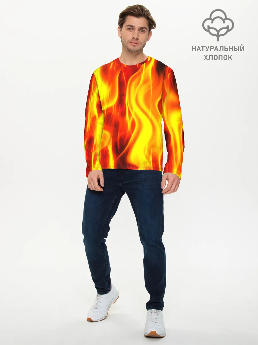 Мужской лонгслив базовый / Неон Огонь
