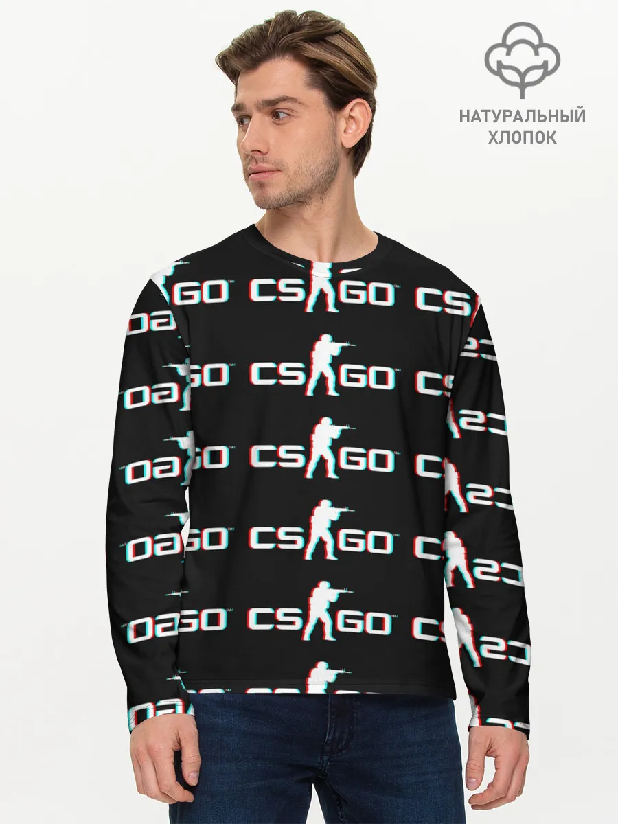 Мужской лонгслив базовый / CSGO GLITCH LOGO