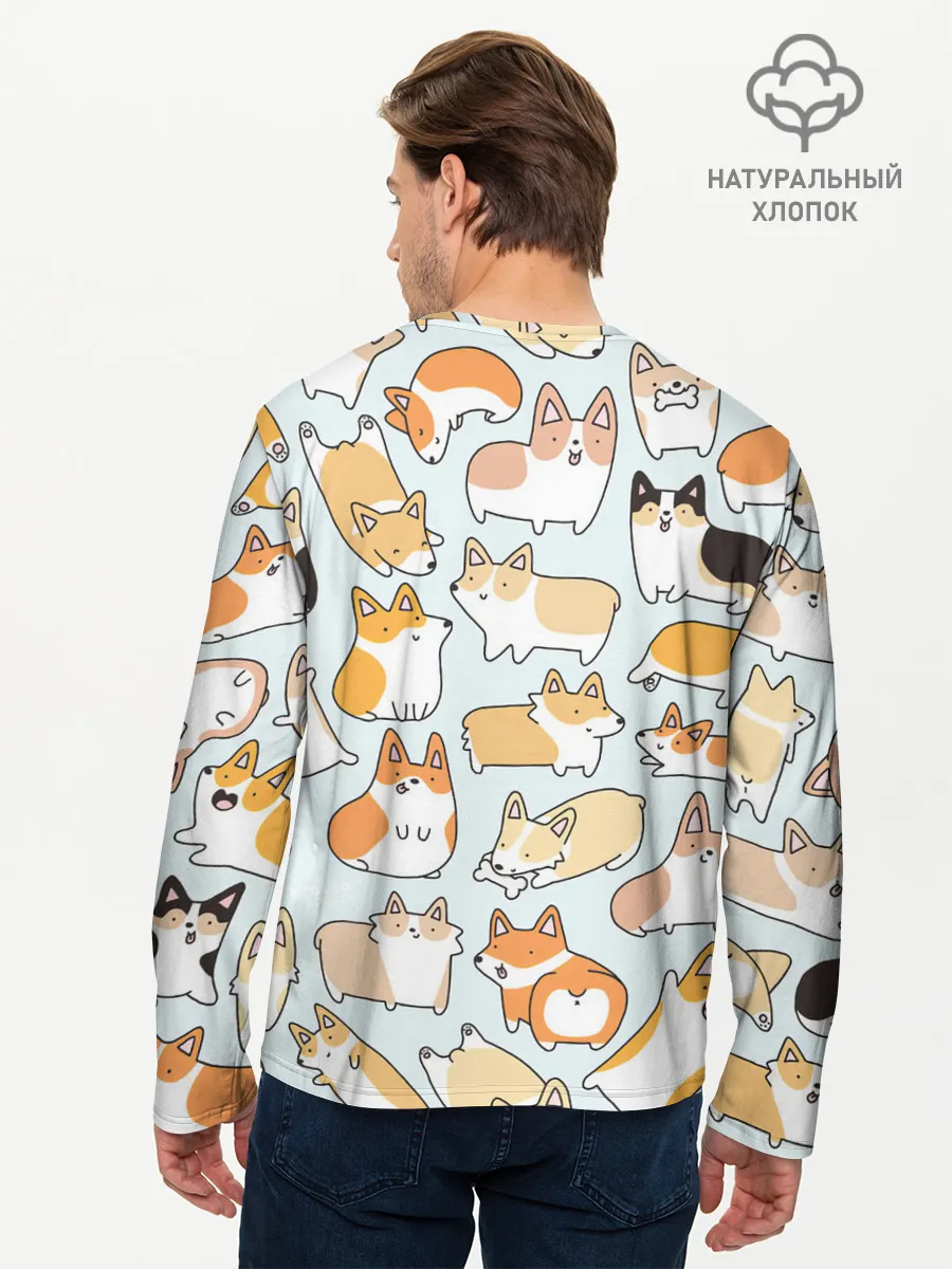 Мужской лонгслив базовый / Стая корги