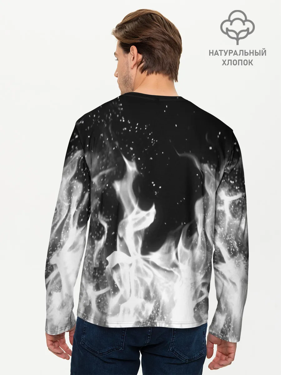 Мужской лонгслив базовый / ЧЕРНО БЕЛЫЙ ОГОНЬ
