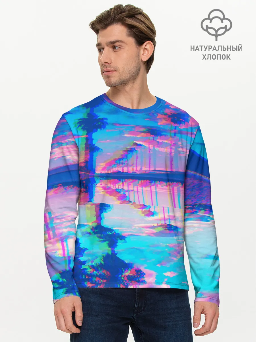 Мужской лонгслив базовый / ГАВАЙИ ГЛИТЧ