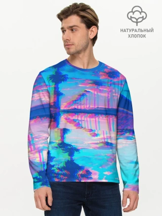 Мужской лонгслив базовый / ГАВАЙИ ГЛИТЧ