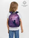 Рюкзак детский / Бабочка кот силуэт фиолетовый