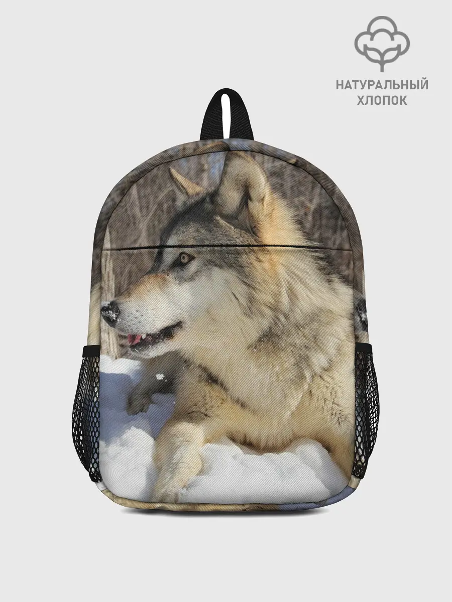 Рюкзак детский / Волк лежит на снегу