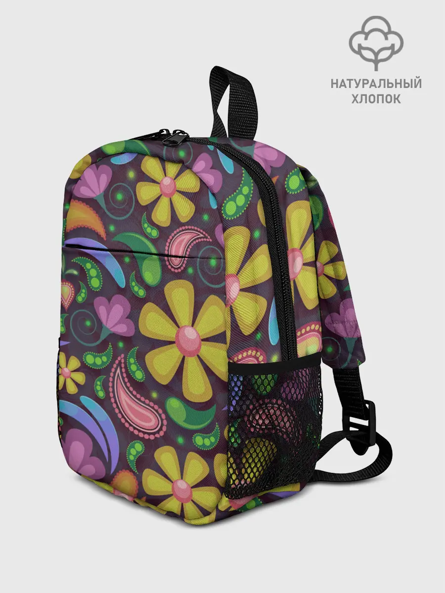 Рюкзак детский / летние цветы узор на темном