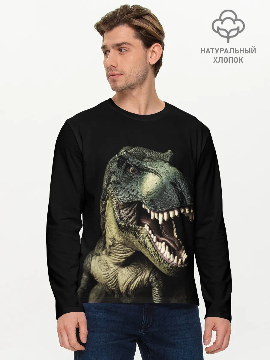Мужской лонгслив базовый / Динозавр T-Rex