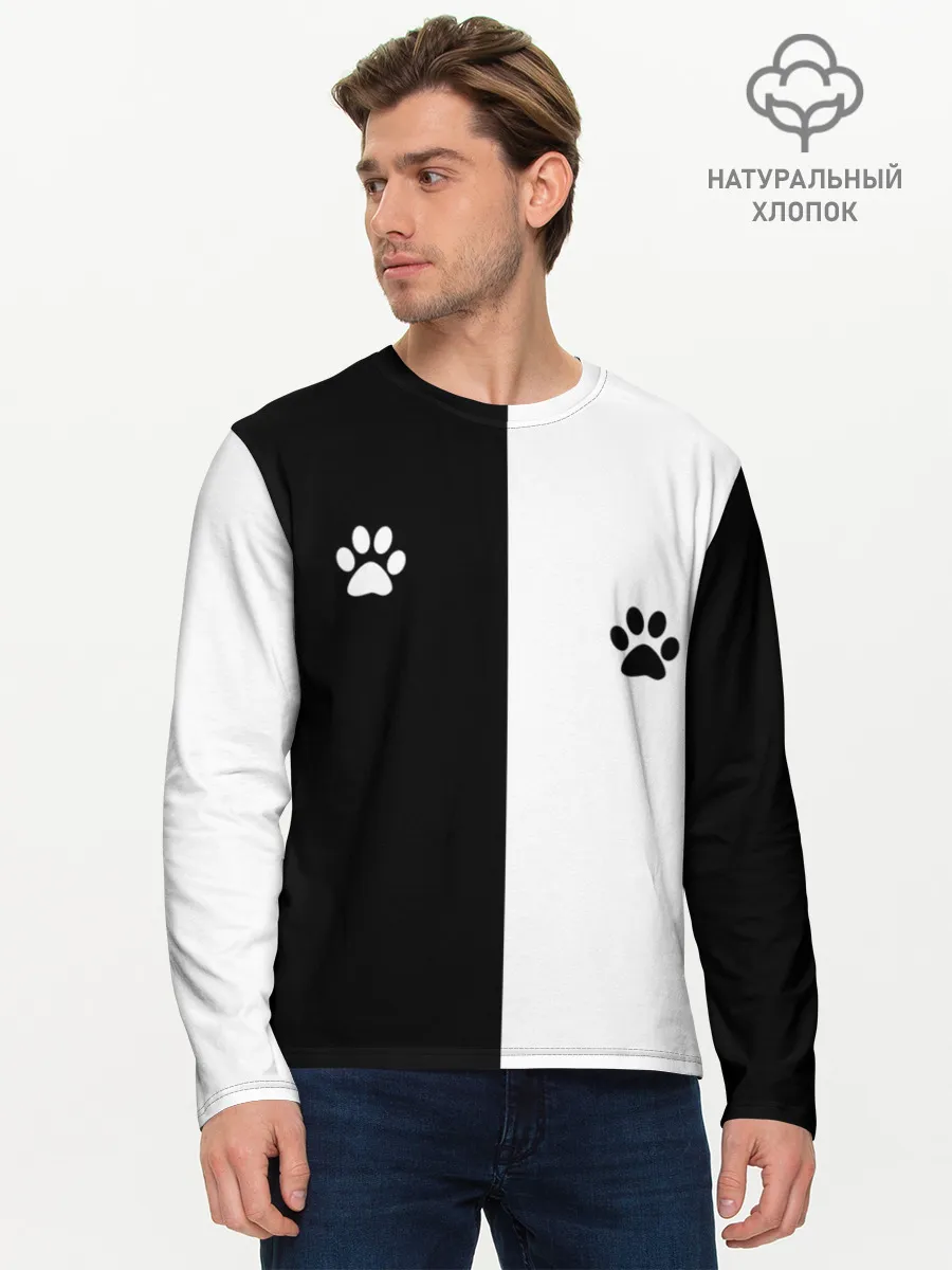 Мужской лонгслив базовый / Кошачьи следы