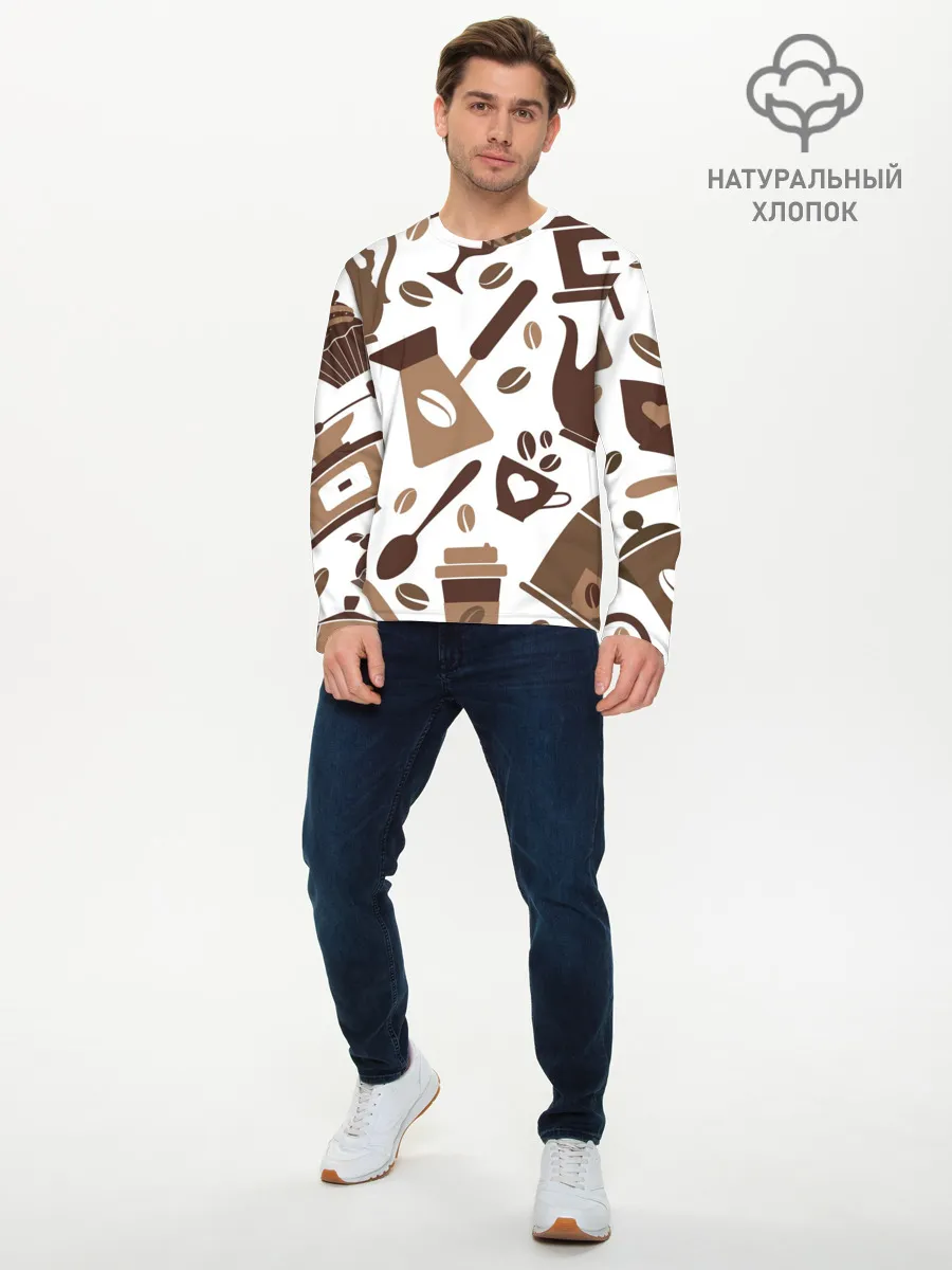 Мужской лонгслив базовый / coffee