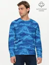 Мужской лонгслив базовый / СИНИЙ КАМУФЛЯЖ