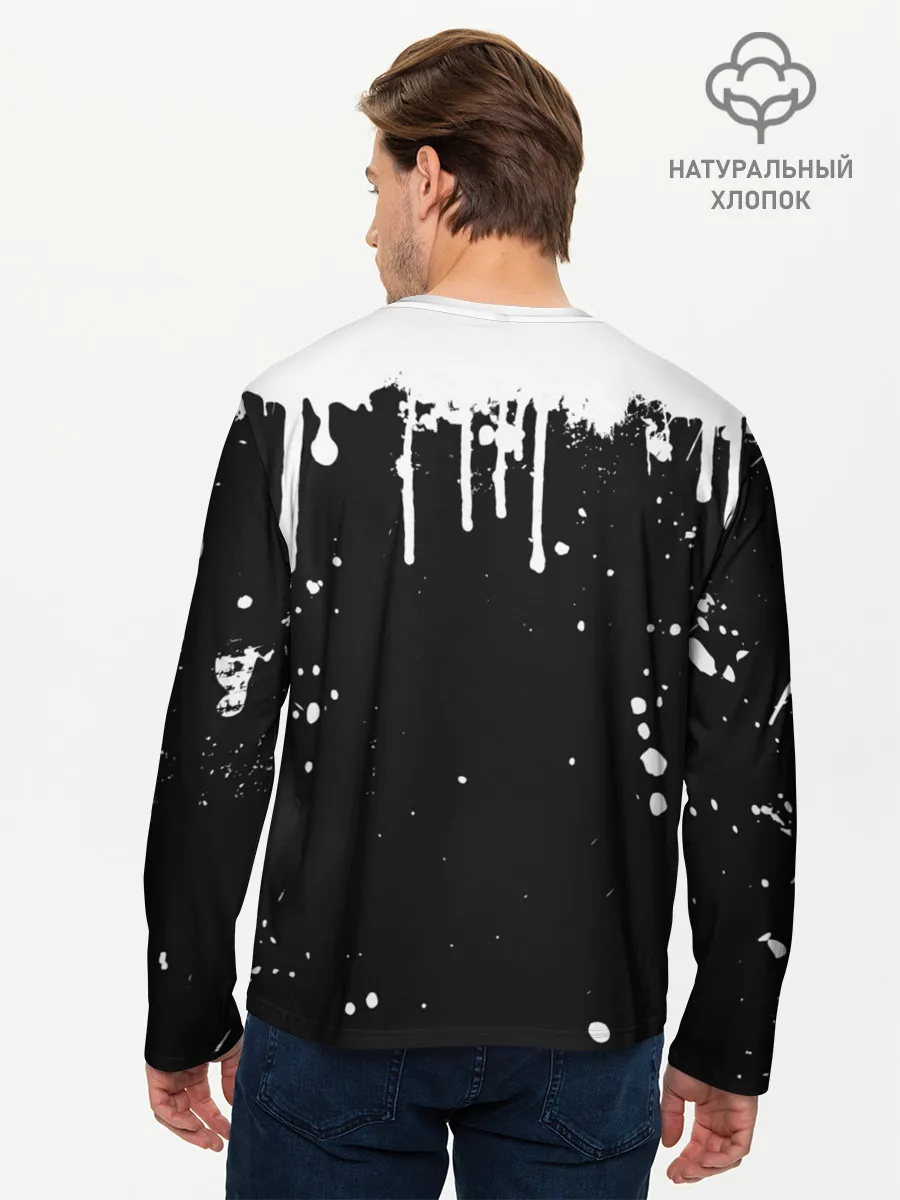 Мужской лонгслив базовый / Ахегао лицо чб