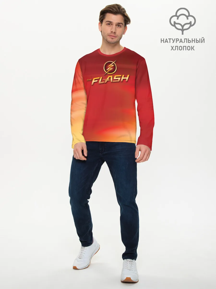 Мужской лонгслив базовый / The Flash Logo Pattern
