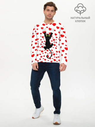 Мужской лонгслив базовый / Котейка