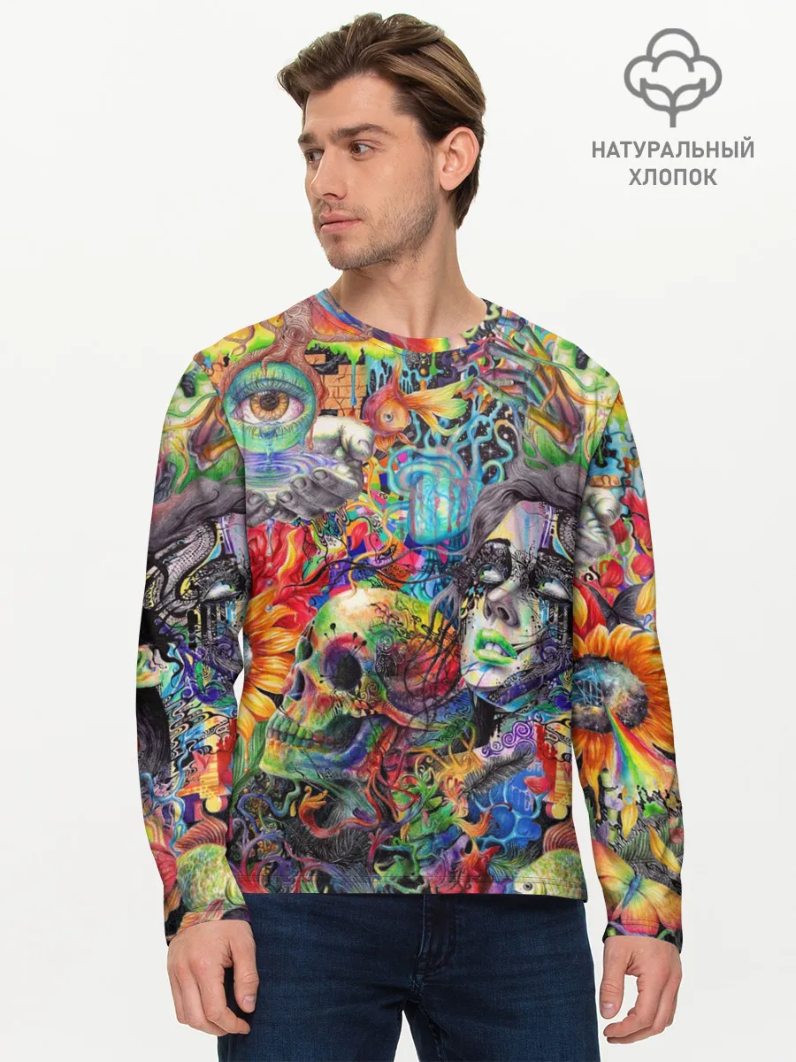 Мужской лонгслив базовый / Психоделическое искусство