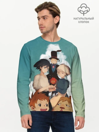 Мужской лонгслив базовый / Хаул, Софи, Кальцифер и другие