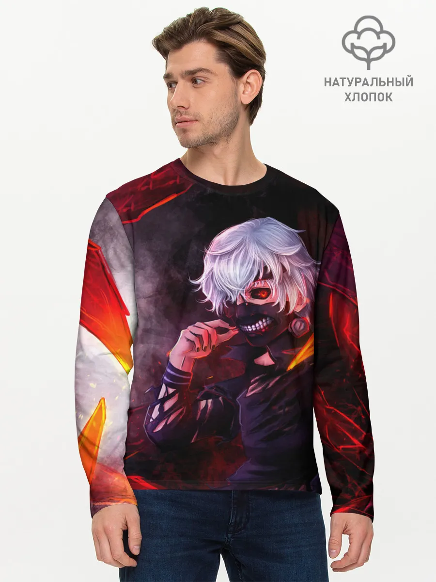Мужской лонгслив базовый / Ken Kaneki красные жала