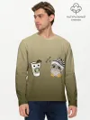 Мужской лонгслив базовый / сонная сова и кофе идеальное