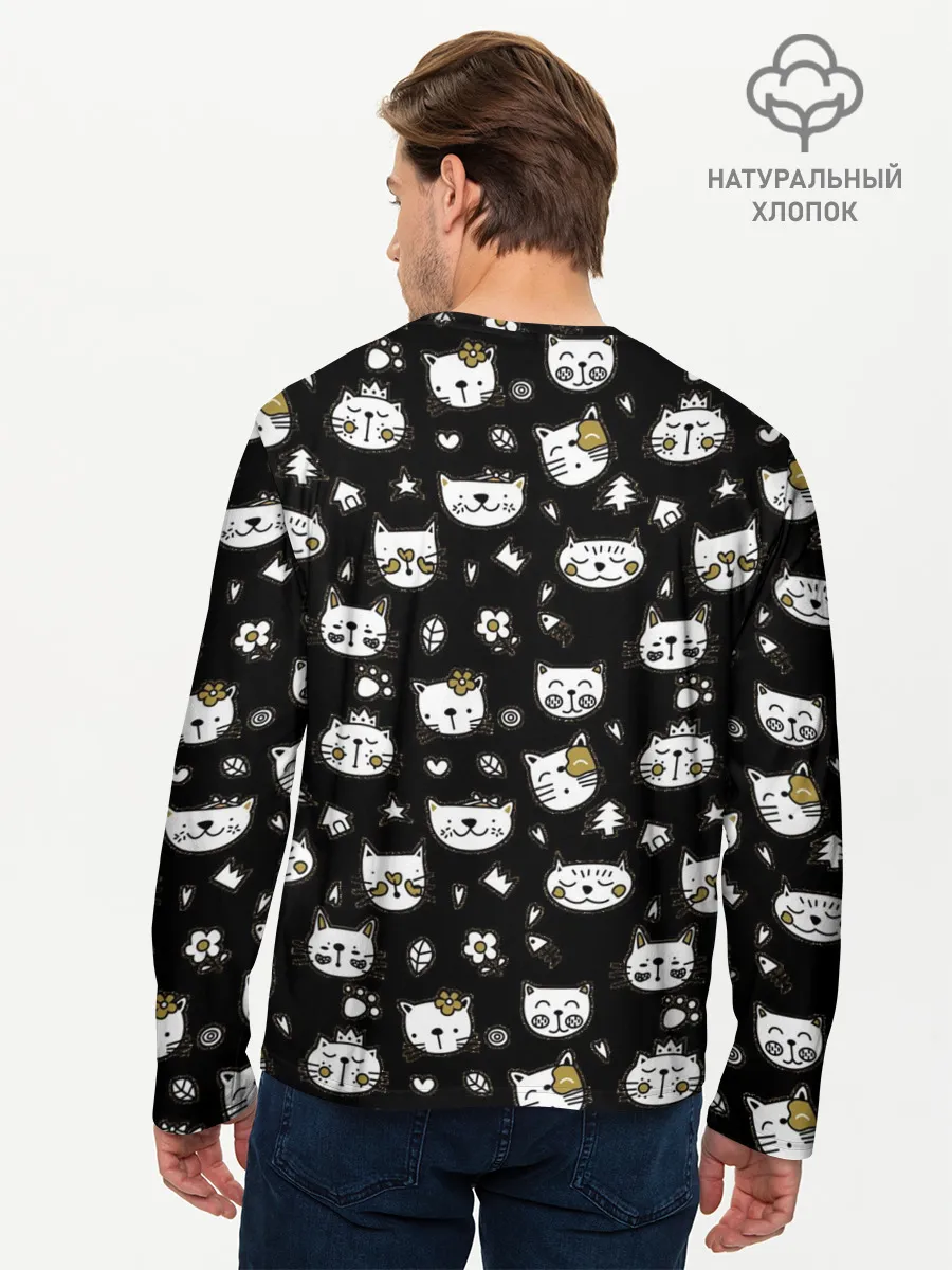 Мужской лонгслив базовый / Котики