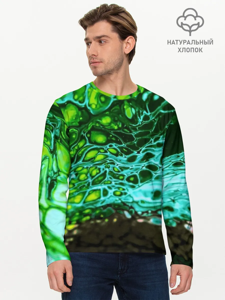 Мужской лонгслив базовый / Кислотные разводы краски