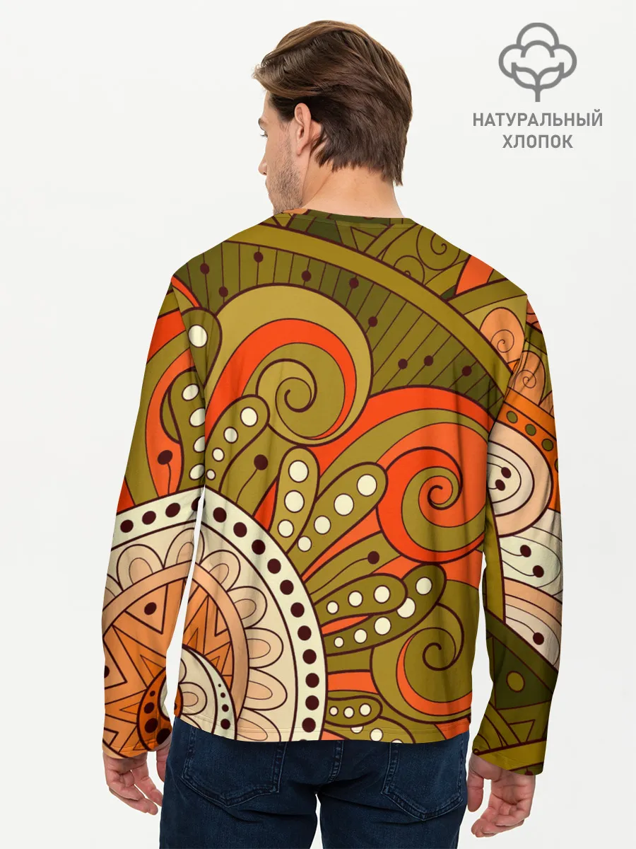 Мужской лонгслив базовый / Детский оранжево-болотный