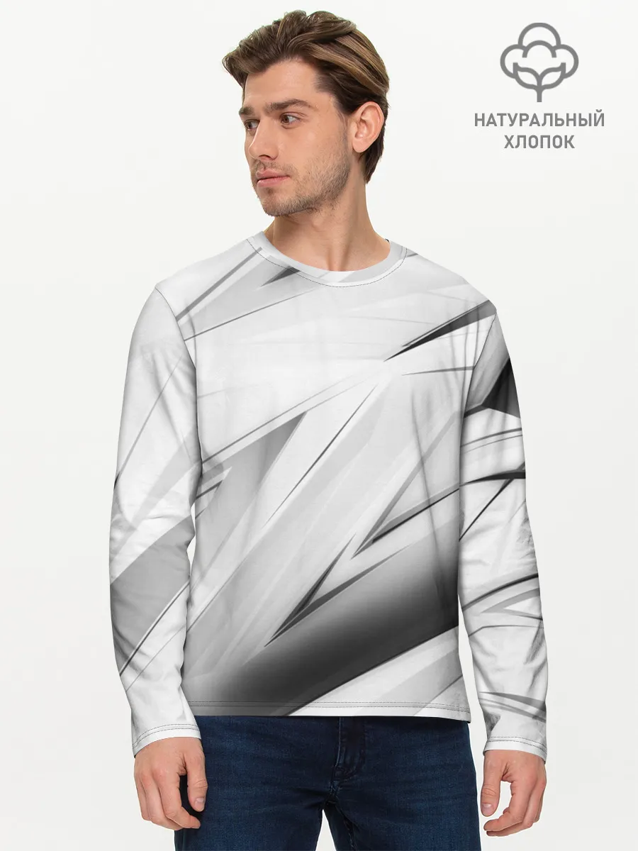 Мужской лонгслив базовый / GEOMETRY STRIPES WHITE