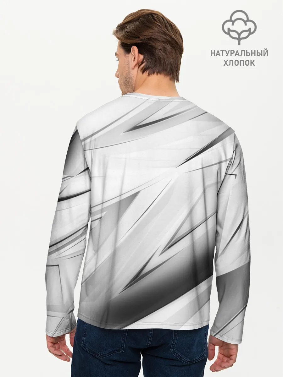 Мужской лонгслив базовый / GEOMETRY STRIPES WHITE