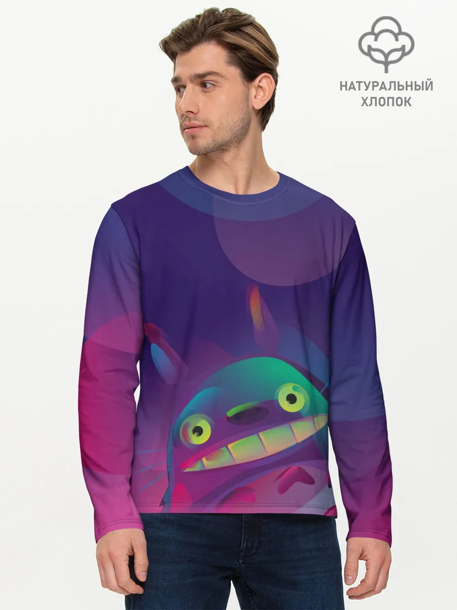 Мужской лонгслив базовый / Тоторо выглядывает