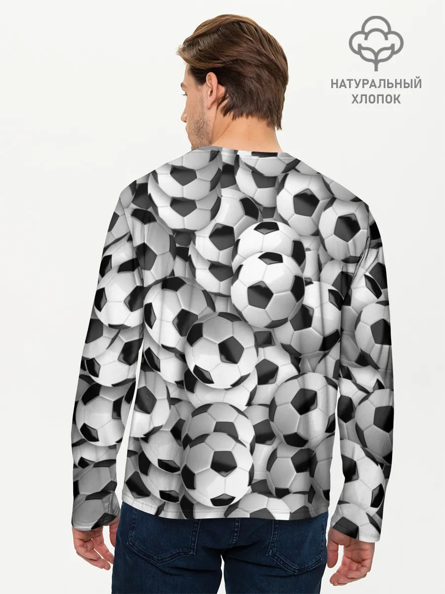 Мужской лонгслив базовый / футбольные мячи много