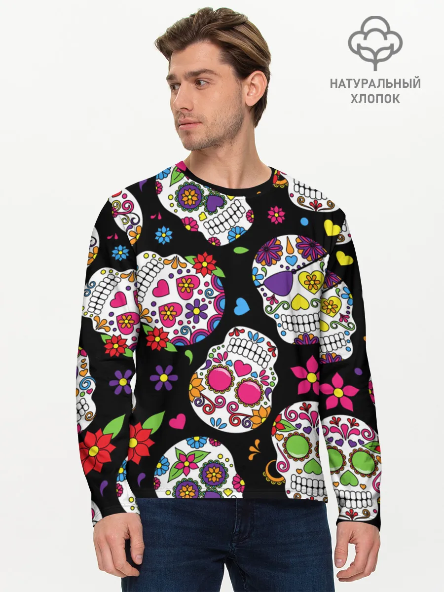 Мужской лонгслив базовый / Шальные черепа