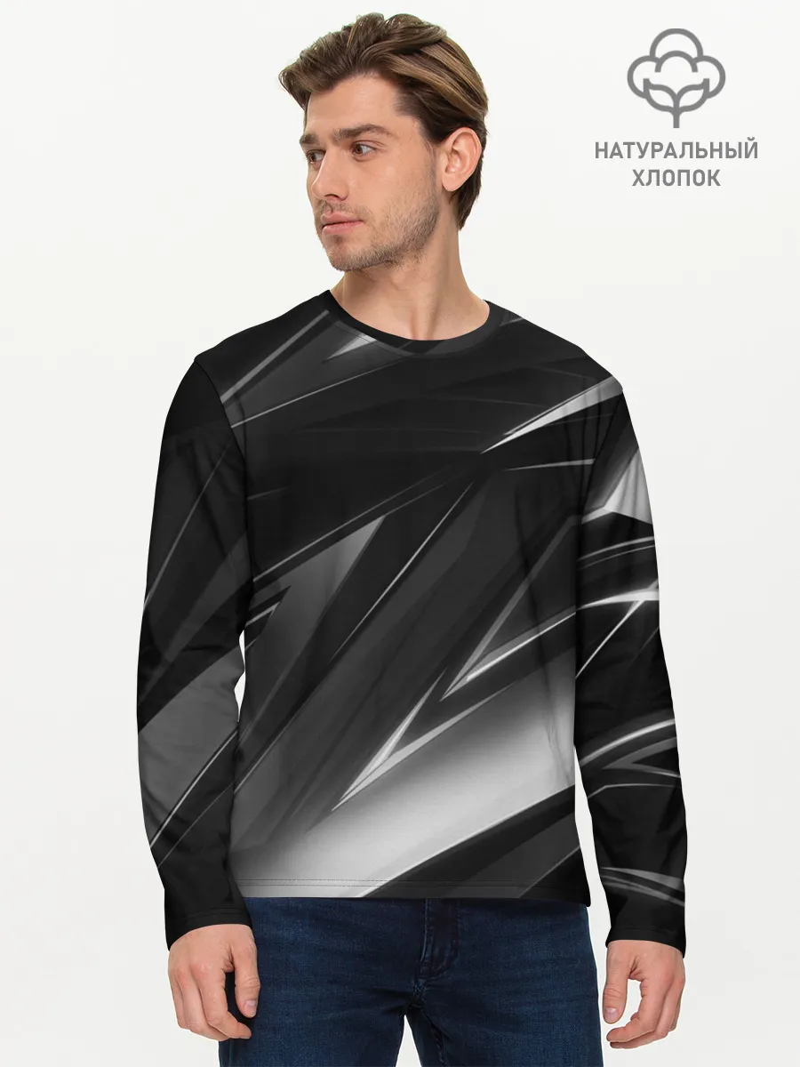 Мужской лонгслив базовый / GEOMETRY STRIPES BLACK & WHITE