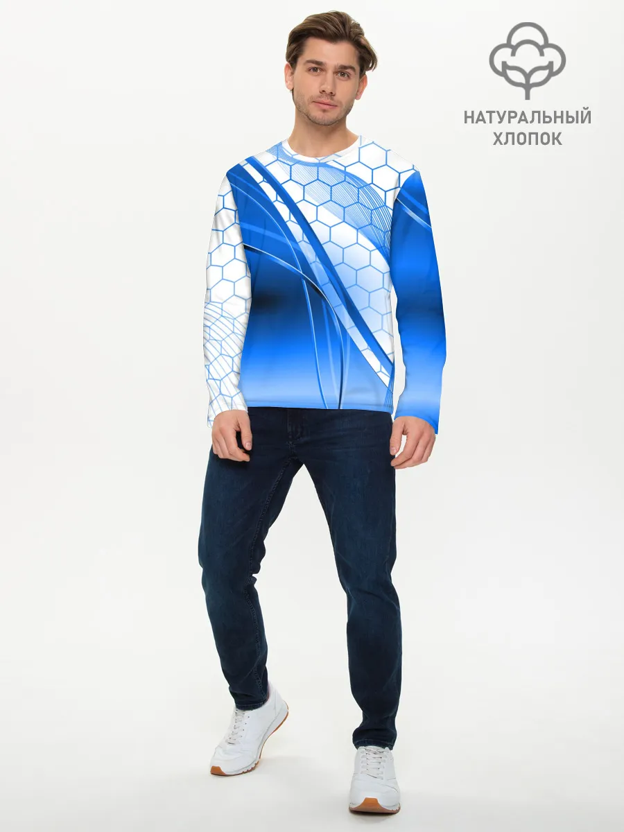 Мужской лонгслив базовый / ABSTRACT BLUE