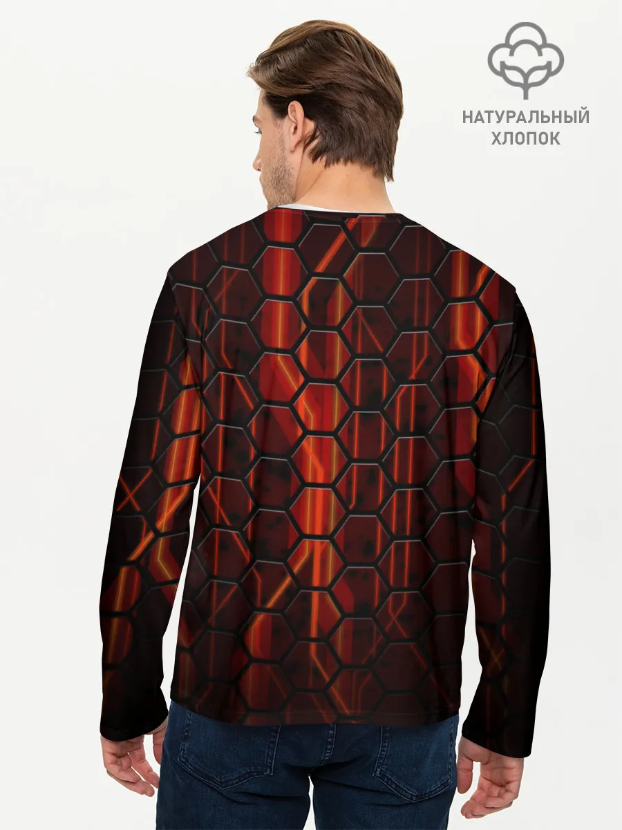 Мужской лонгслив базовый / Огненные соты