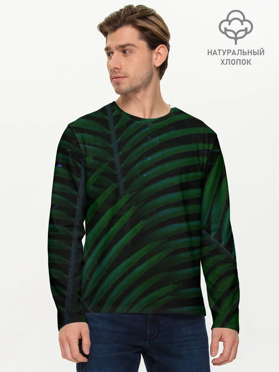 Мужской лонгслив базовый / Пальмовые листья