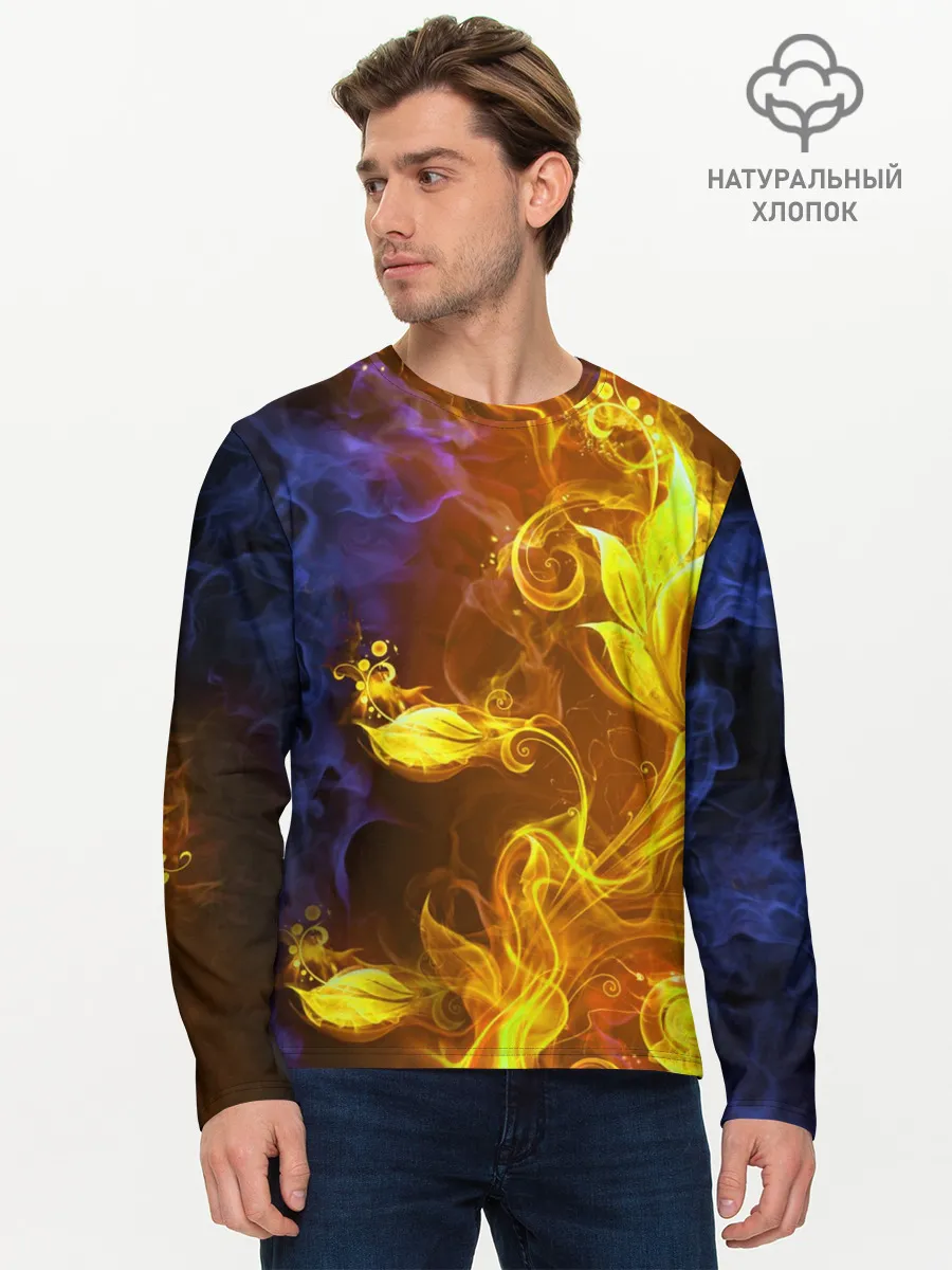 Мужской лонгслив базовый / Огненный цветок