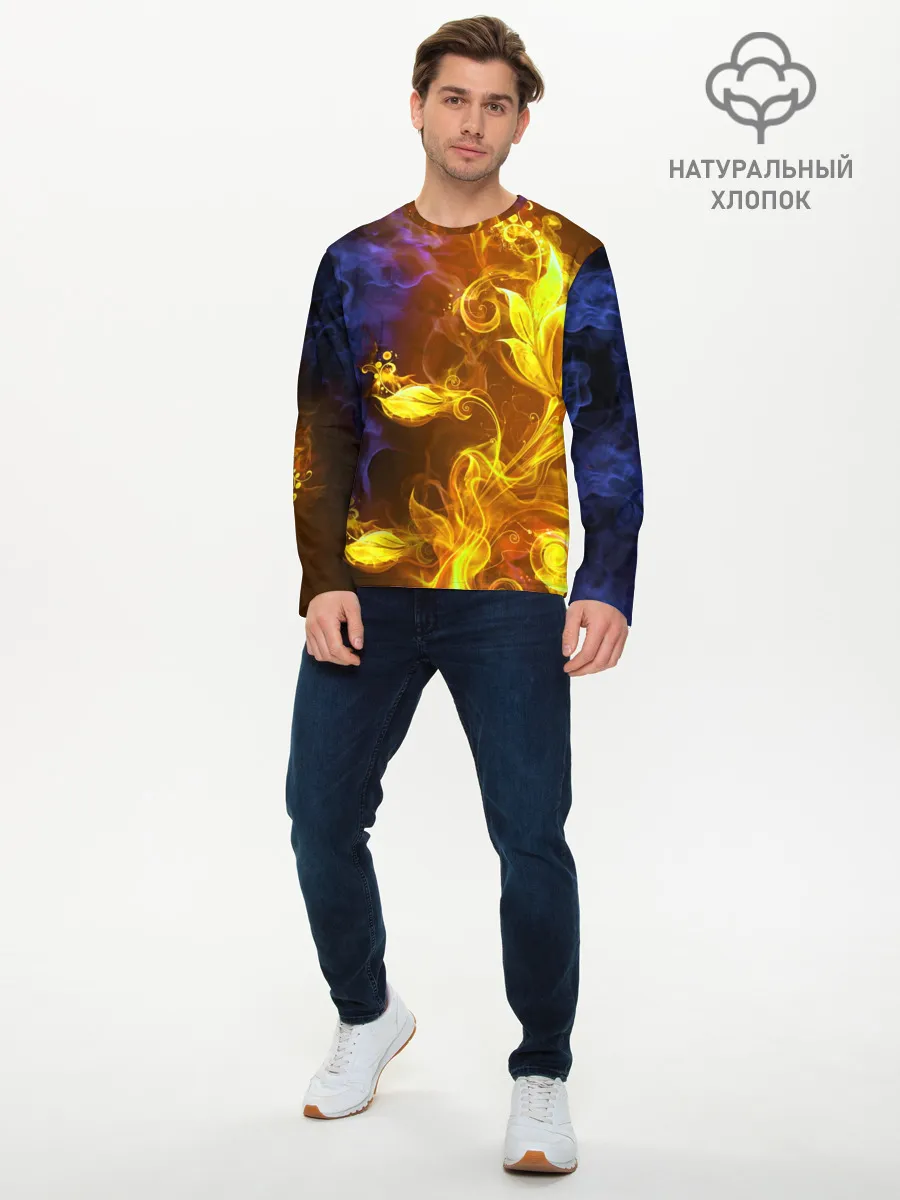 Мужской лонгслив базовый / Огненный цветок