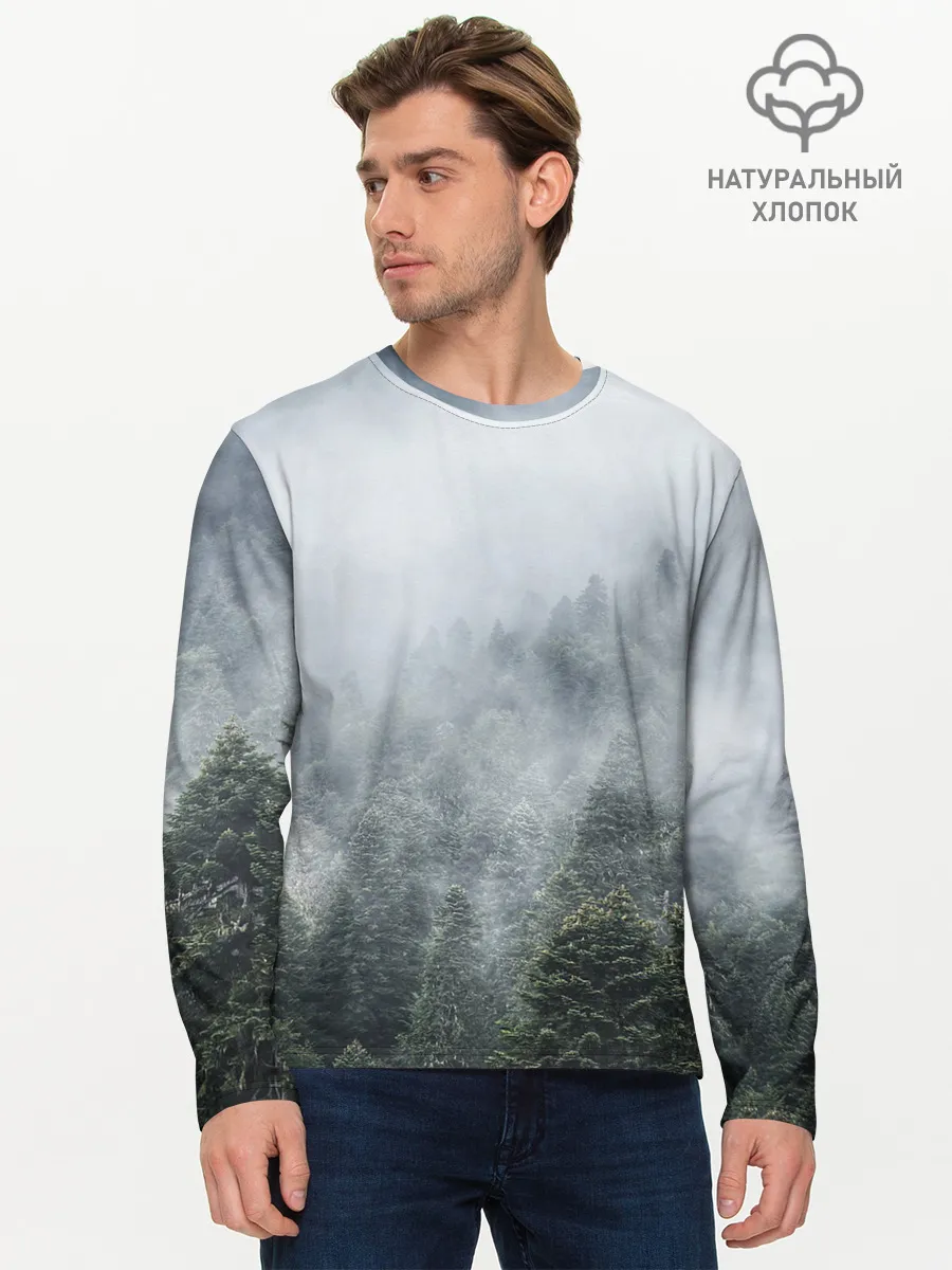 Мужской лонгслив базовый / Туманный лес