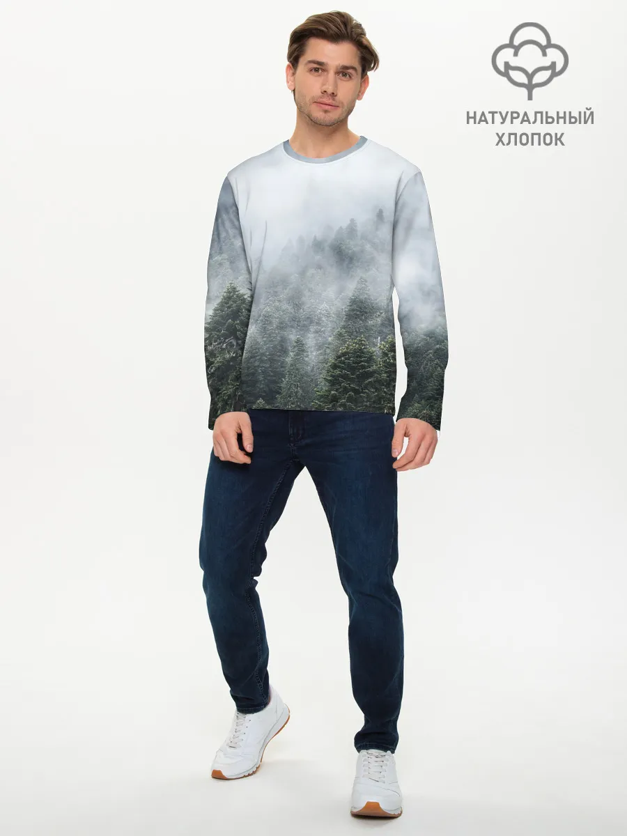 Мужской лонгслив базовый / Туманный лес