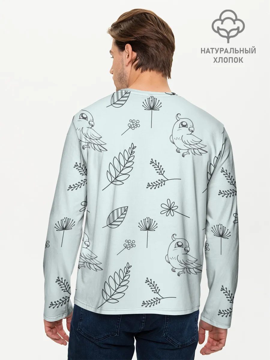 Мужской лонгслив базовый / Милые птички