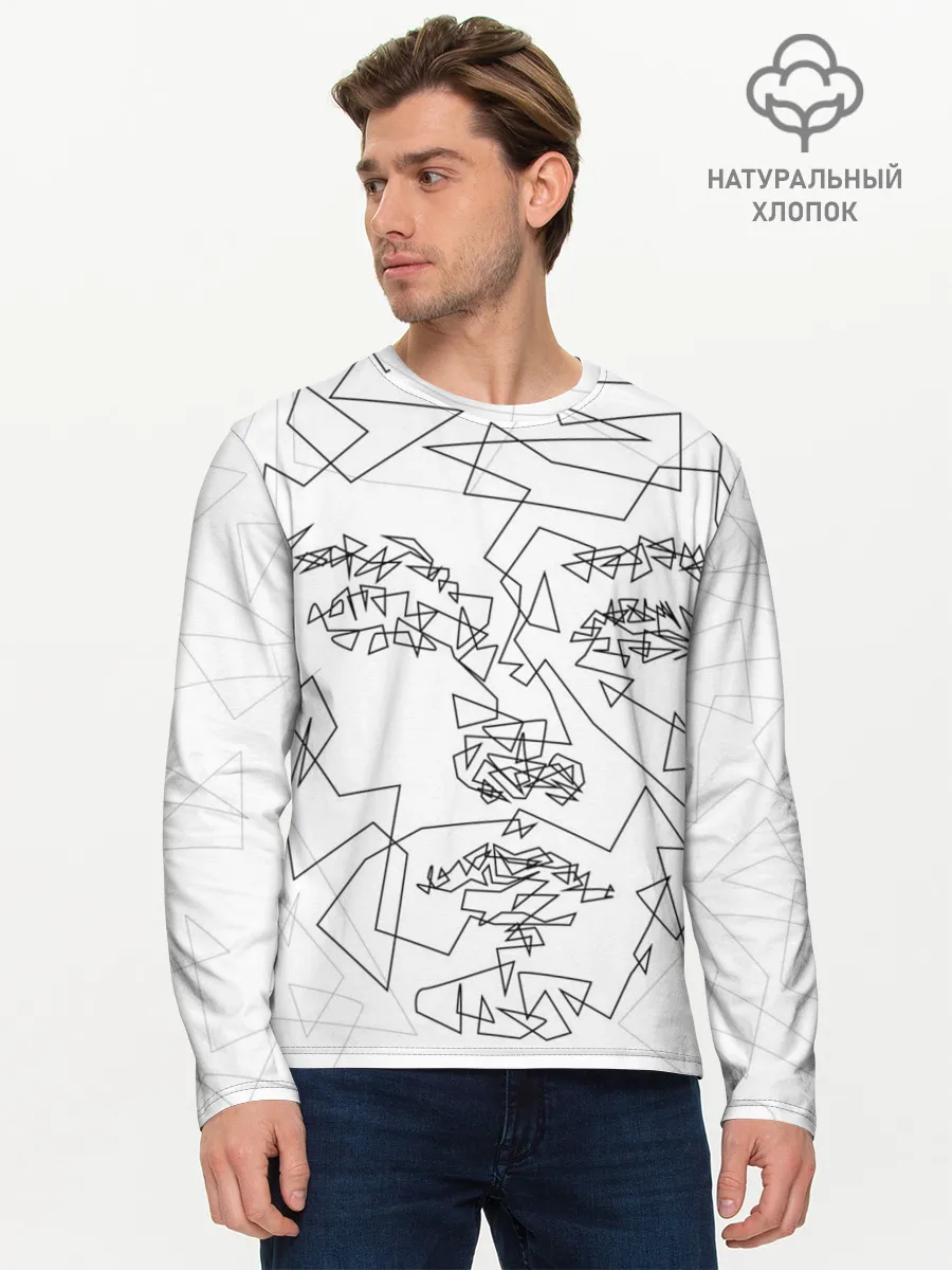Мужской лонгслив базовый / Геометрическое лицо
