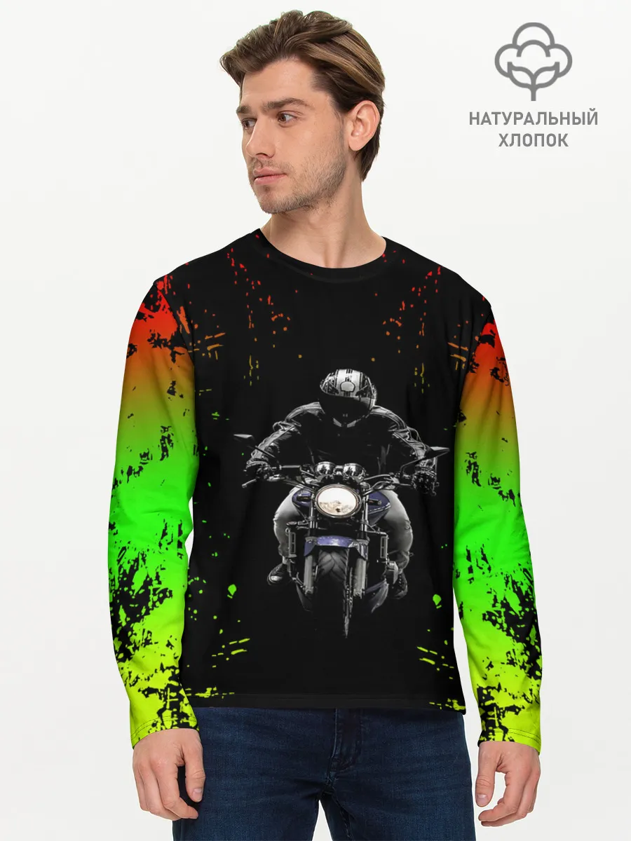 Мужской лонгслив базовый / МОТОЦИКЛЫ