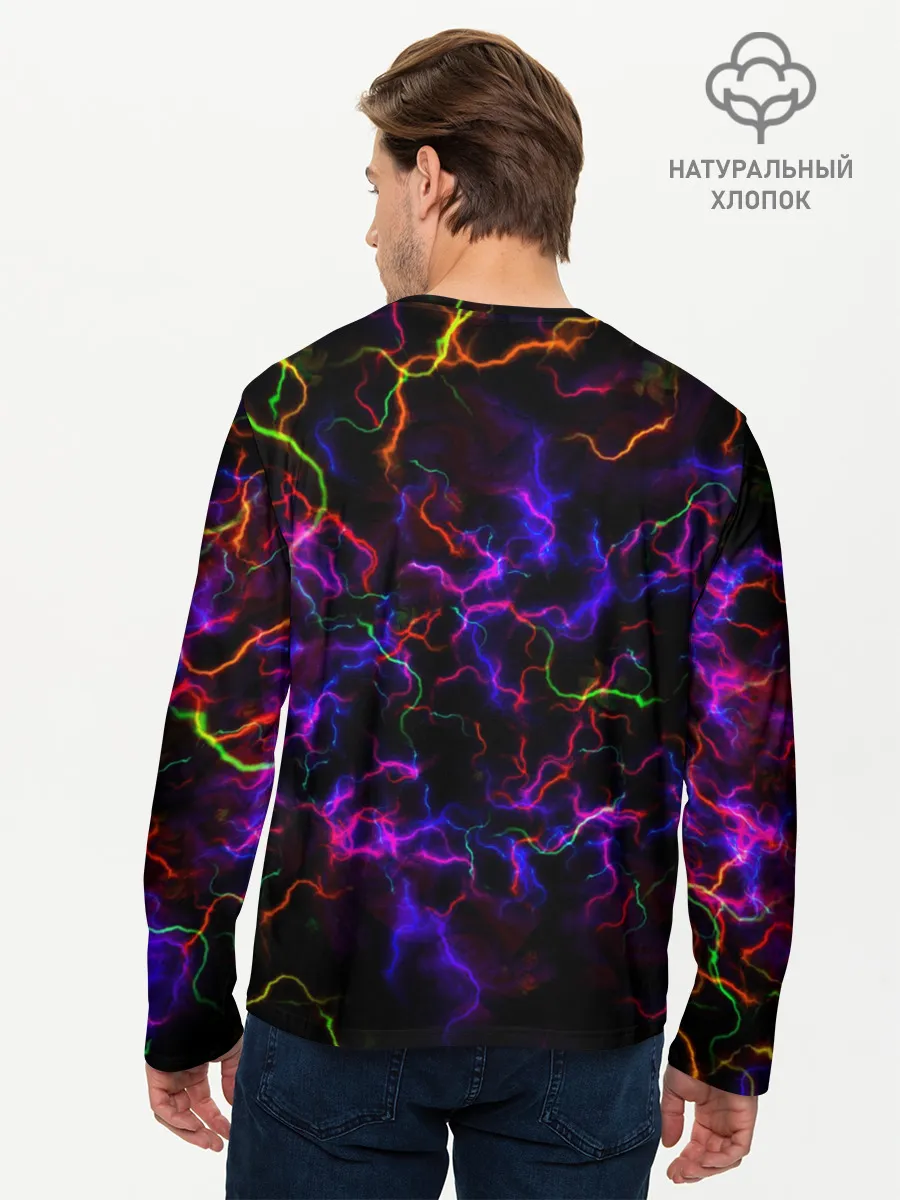 Мужской лонгслив базовый / Ночное Грозовое Небо