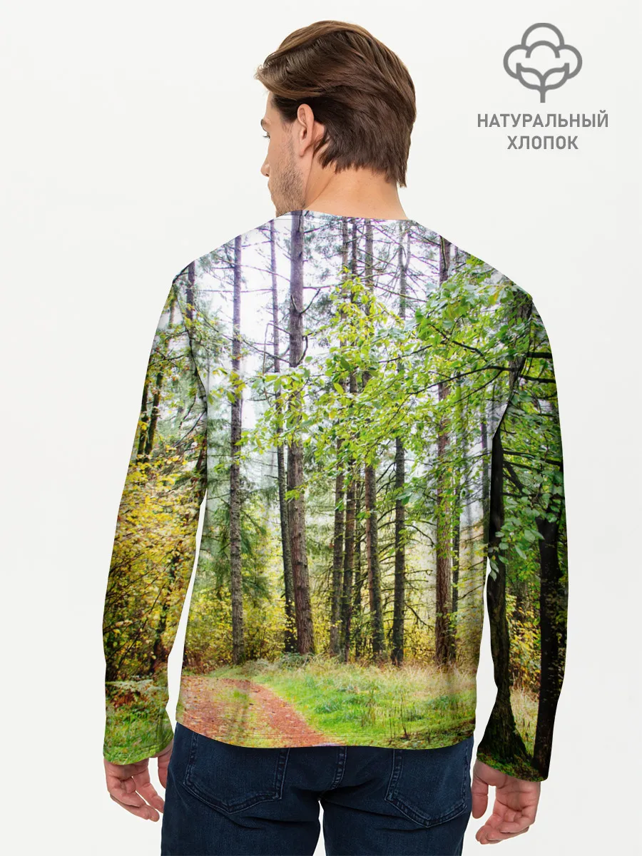 Мужской лонгслив базовый / Лес мой храм